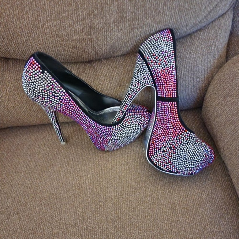 EUC Alba Rhinestone Platform Heels